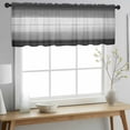 thumbnail image 2 of Black Gray Valance Curtains for Kitchen/Living Room/Bathroom/Bedroom Window, Rod Pocket Small Topper Half Short Window Curtains Voile Sheer Scarf, Farmhouse Vintage Gradient Wooden Plank 42"x12", 2 of 8