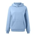 thumbnail image 4 of XIAONU Womens Hoodies Lined Long Sleeve Drawstring Hoodie Solid Color Baggy Trendy Oversized Pullover Hoodie With Pockets, 4 of 5