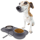 thumbnail image 1 of KE WOOW Dos platos de 200 ml c/u y Tapete Hueso de Silicón, Doble Plato para Perro, Acero Inoxidable, Tazón de Croquetas para Perros, Tazon para Agua, Comedero para Gato, Tamaño Chico, Color Gris KE WOOW Plato Hueso chico, 1 of 9