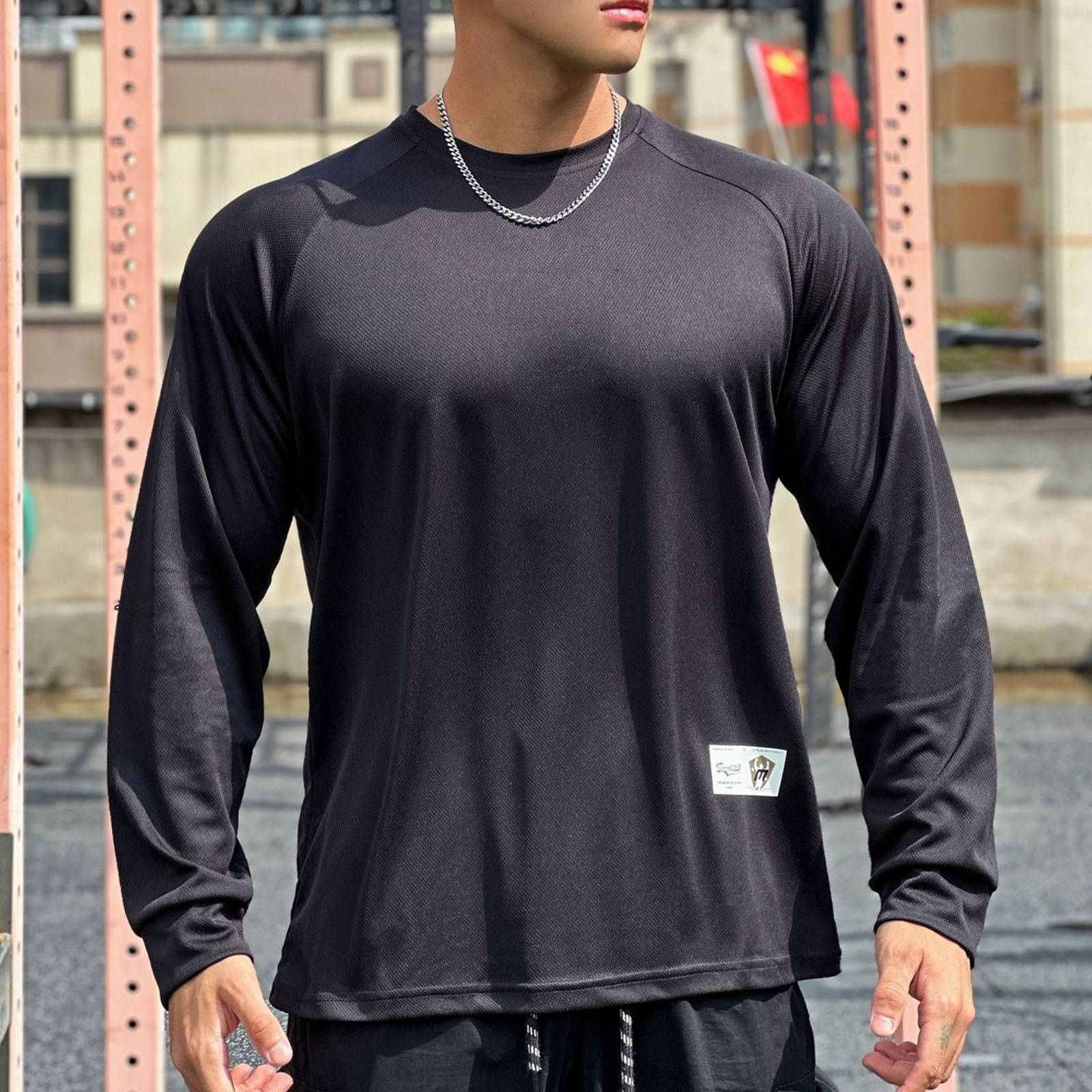 Camisetas de hombre con protección solar UPF 50+, manga larga, para correr, hacer ejercicio, atléticas, de gimnasio, verano, UV, natación, senderismo 2