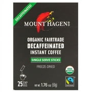 Mount Hagen, Organic Fairtrade Instant Coffee, Decaffeinated, 25 Single Serve Sticks, 1.76 oz Pack of 3