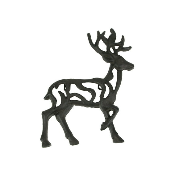 Rustic Brown Cast Iron Open Work Deer Wall Hanging 11.5 Inches High Buck Stag