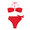 Red, variant on USNSM Two Piece Bikini Sets for Women Strapless Swimsuit with Wrap Bottom Halter Lace Up Bikini Bandeau O-Ring Cutout Swim Tube Top Bathing Suit Blue L