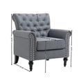 thumbnail image 2 of Modern Accent Chair, Upholstered Armchair Club Chair with Tufted Back and Wood Legs, Mid-Century Chesterfield Single Sofa for Living Room Bedroom Office, Gray, 2 of 9