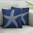 thumbnail image 3 of COMIO Seas The Day Throw Pillow Cover Beach Starfish On Navy Blue Background Cushion Cover Coastal Sea Theme Home Decorative Pillowcases for Sofa Couch Porch, 3 of 5