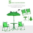 thumbnail image 4 of Outsunny Kids Folding Picnic Table and Chair Set Pattern Outdoor Garden Patio Backyard with Removable & Height Adjustable Sun Umbrella Green, 4 of 10