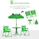 Outsunny Kids Folding Picnic Table and Chair Set Pattern Outdoor Garden Patio Backyard with Removable & Height Adjustable Sun Umbrella Green - image 4 of 9