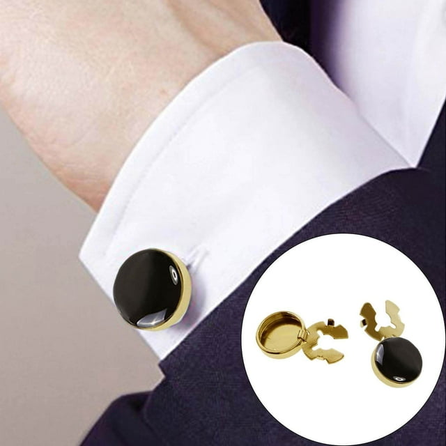 2 Pieces Men Cufflinks Suit Decors Cufflinks Round Cuff Button Formal Event Button Covers Men Gift Black