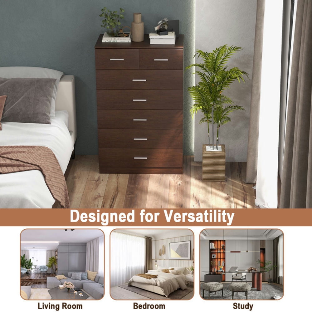 Finihen Dresser, Storage Dresser, Wooden Chest of Drawers with Anti-toppling Device and Metal Handles, for Living Room, Bedroom, Entryway, Espresso Finihen Dresser, Storage Dresser, Wooden Chest of Drawers with Anti-toppling Device and Metal Handles, for Living Room, Bedroom, Entryway, Espresso