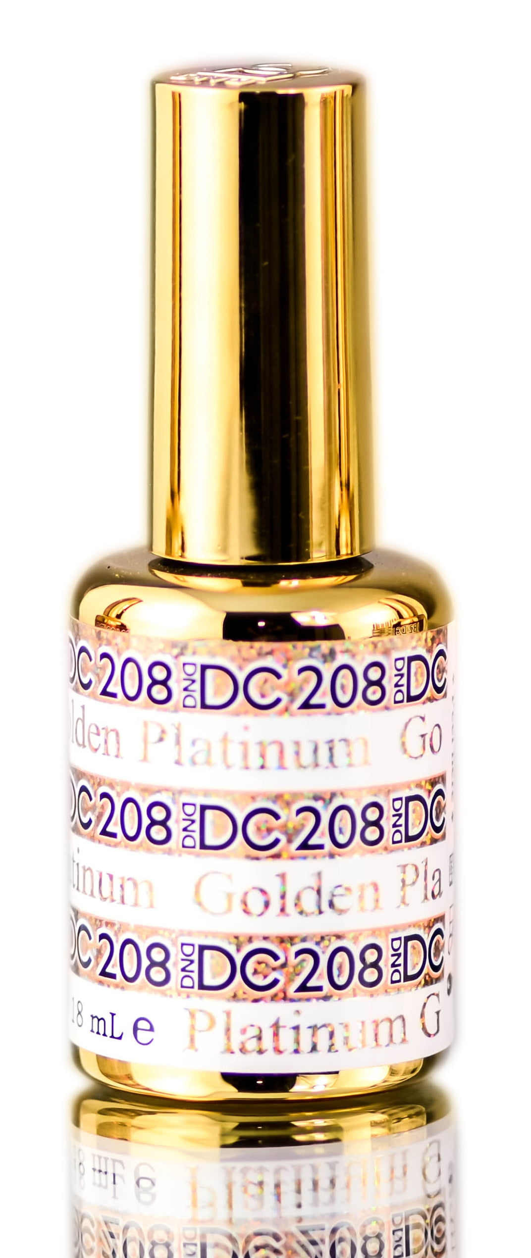 DND DC PLATINUM Gel Polish, Premium Gel Polish for Nails Containing Glitter Golden Platinum