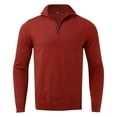 thumbnail image 4 of Mens Sweaters Half Zip Casual Bottom Sweater Solid Color Fall Winter Warm Knit Long Sleeve Pullover Regular Fit Sweater for Men, 4 of 8