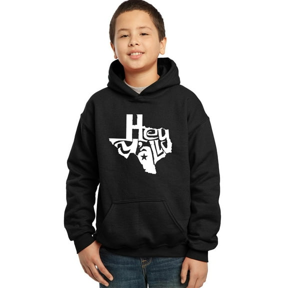 LA Pop Art Boy's Word Art Hooded Sweatshirt - Hey Yall