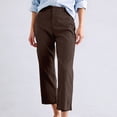 thumbnail image 2 of HXWCHs Women's High Waist Straight Leg Ankle Pants Comfortable Stretchy Slim Fit Cropped Casual Trousers L Brown, 2 of 4