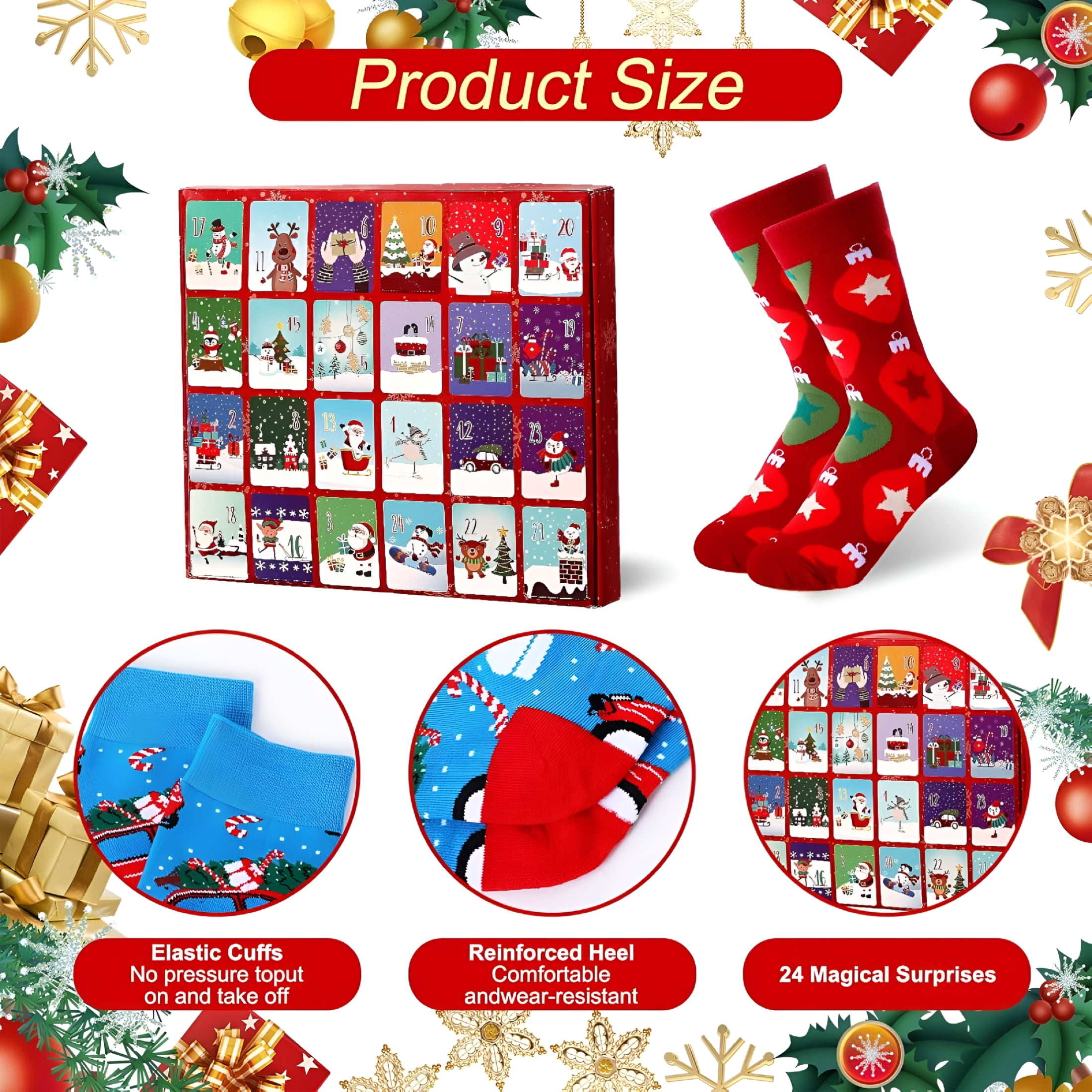 TELOLY Christmas Advent Calendar 2025 - 24 Pairs Christmas Socks, Unisex Socks 24 Days Advent Calendar Countdown Gifts, for Xmas Party Favor，christmas advent calendars for adults