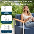 thumbnail image 3 of Unnifurnzi Outdoor Patio Couch-High Back 3 Seater Outdoor Couch with 10 Inches Thick Cushions Outdoor Sofa for Deck Porch Poolside Balcony-White/Blue, 3 of 7
