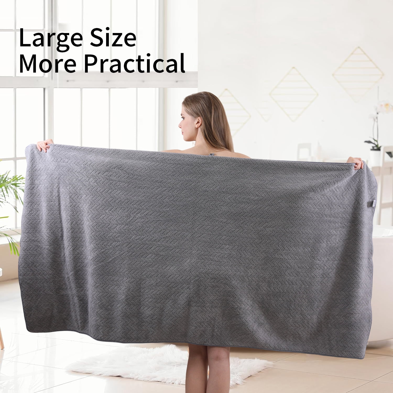 Beartech 3 Pack Microfiber Bath Towel Set Soft & Quickly Dry Bathroom Towel,Super absorbent Plush Bath Sheet Towel Oversized Towels Hotel Shower Towel-Dark Gray