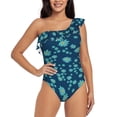 thumbnail image 2 of Yiaed Daisies Flowers Print Women One Piece Swimsuits Tummy Control One Shoulder Bathing Suits Pattern Ruffle Swimwear-XX-Large, 2 of 8