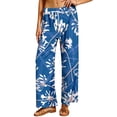 thumbnail image 3 of Xuanfei Women Floral Print Wide Leg Drawstring Tie Waist Long Pants, 3 of 7