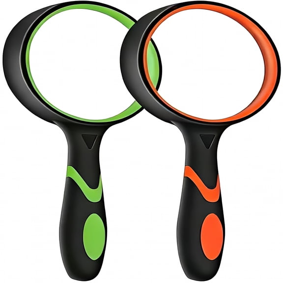 HBMYN 2-Set 75Mm Hand-Held Reading Magnifier with Non-Slip Rubber Grip, Good for Senior Users, Hobby Exploring & Scientific Activities