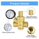 thumbnail image 2 of Water Pressure Regulator 1/2 Inch with Gauge, Hardness Brass, Adjustable Water Pressure Reducing Valve Water, 2 of 5