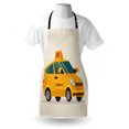 thumbnail image 4 of New York Taxi Apron, Modern Cab Illustration Designed in Cartoon Style Urban City Art Print, Unisex Kitchen Bib with Adjustable Neck for Cooking Gardening, Adult Size, Eggshell Marigold, by Ambesonne, 4 of 4