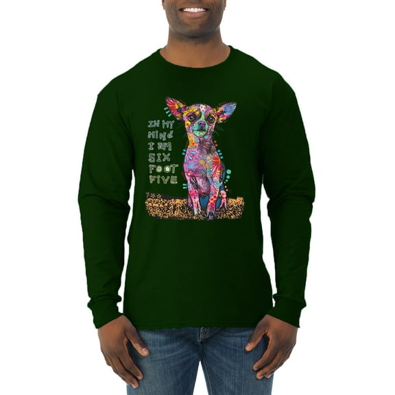 Dean Russo In My Mind Dog Lover Mens Long Sleeve Shirt, Forest Green, XX-Large