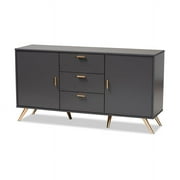 Baxton Studio Kelson Modern and Contemporary Dark Grey and Gold Finished Wood 2-Door Sideboard Buffet