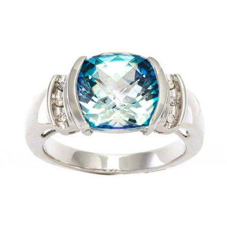 3 Carat T.G.W. Neptune Garden Coated Topaz and Diamond Accent Ring in 10kt White Gold