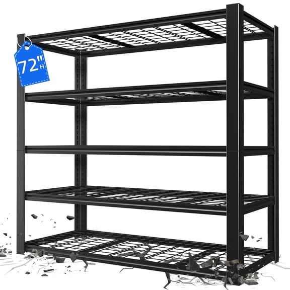Marcree 24" D x 59" W x 72" H Garage Shelving, 3000LBS Garage Shelving Heavy Duty Storage Shelves 5 Tier Metal Shelves, Adjustable Industrial Shelf for Warehouse, Basement