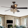 thumbnail image 3 of Pilette 52-Inch 5-Blade Antique Speckled Bronze Lighted Ceiling Fans with Crystal Shade (Remote Controlled), 3 of 5
