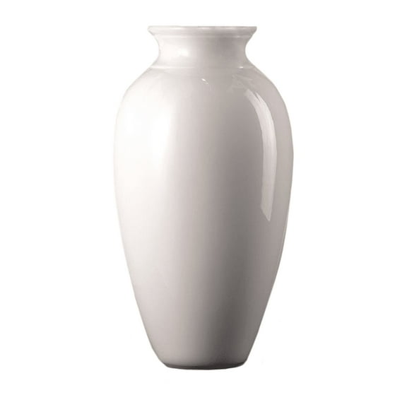 Serene Spaces Living Small White Ceramic Vase, Measures 8" Tall & 4" Dia.