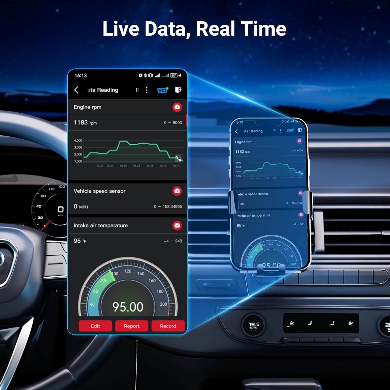 GOOLOO DS100 OBD2 Scanner Bluetooth, Full System Car Diagnostic Tool for iOS & Android, Check Engine Code Reader, 6 Maintenance Functions, Battery Test, HUD Display