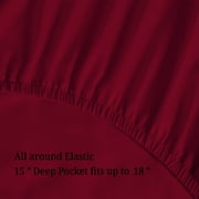 Superior 3-Piece 300 Thread Count Burgundy Egyptian Cotton Sheet Set, Twin XL