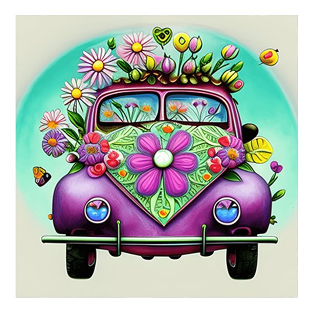 Cuadros Decorativos 5D bricolaje ronda completa taladro diamante pintura flor coche Kit decoración del hogar (B6255) Wdftyju de costura negro 4 estilos