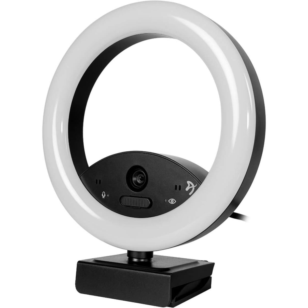 Arozzi - Occhio True Privacy Webcam with Adjustable LED Ringlight - Magnetic Privacy Cover, Dual Omni-Directional Noise Cancelling Microphones with Manual Circuit Breaker, and Full HD