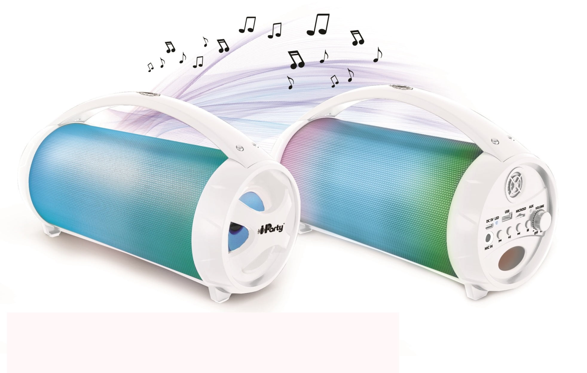 Lexibook iParty Portable Light Speaker with Mic, White