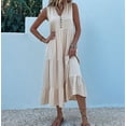 thumbnail image 5 of Summer Flowy Maxi Dress with Pockets Sleeveless Loose Casual Sundress V-Neck Tiered Sun Dress for Beach Cruise Vacations  XL, 5 of 8
