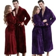 thumbnail image 3 of FLMEI Women & Mens Flannel Robes Thickened Kimono Bathrobe Unisex Loose Night-Robe Fall Winter Couple Soft Sleepwear Robe for Mens Women L-XL-XXXL, 3 of 9
