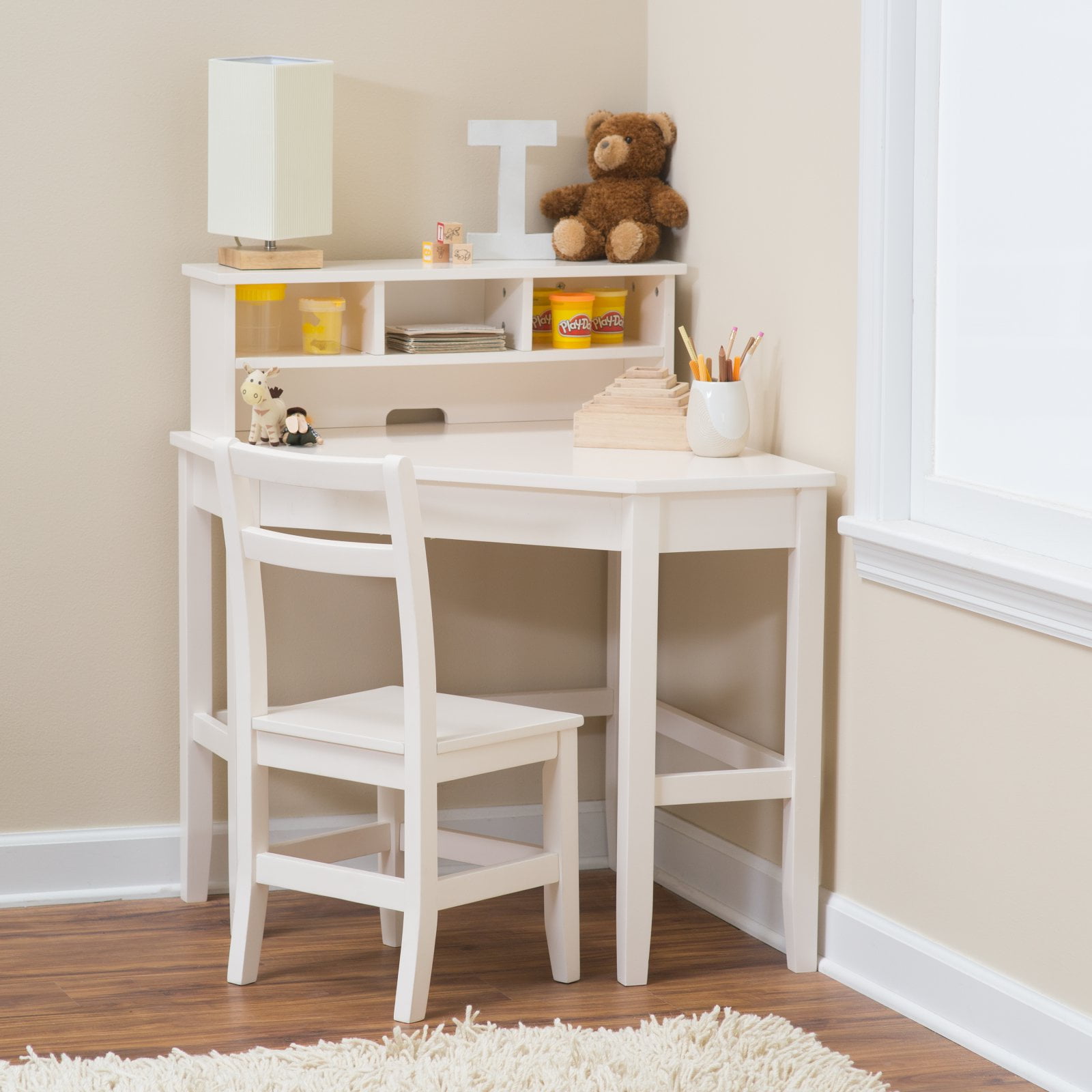 Classic Playtime Juvenile Corner Desk And Reversible Hutch With