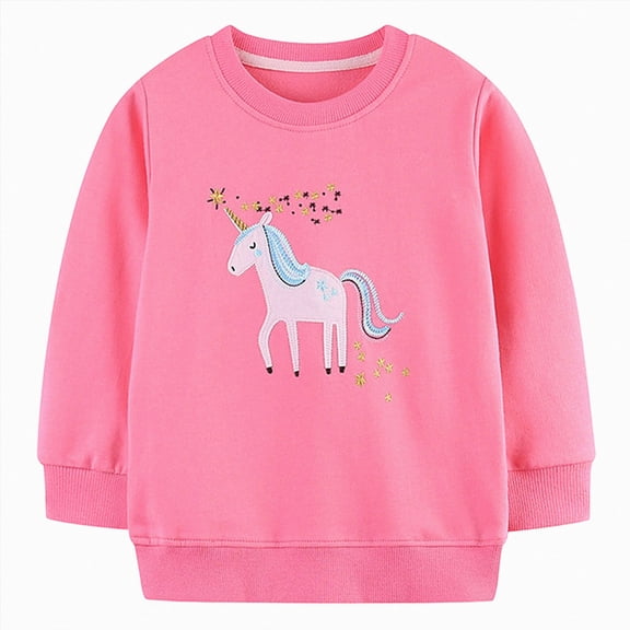 Wonitaaizi Toddler Girl Sweatshirt Clothes Long Sleeve Crewneck Clothing Top (2-3 Years,Pink)