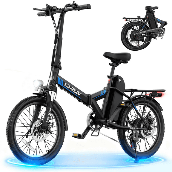 VARUN Electric Bike, 20'' Folding Ebike for Adults with Peak 500W 36V 280.8Wh Removable Battery, up to 20 MPH, Electric Bicycle for Men Women with 7 Speed, Front Suspension