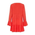thumbnail image 5 of LASCANA Women's Flowy Flared Sleeve Dress Lace Trim, 5 of 6