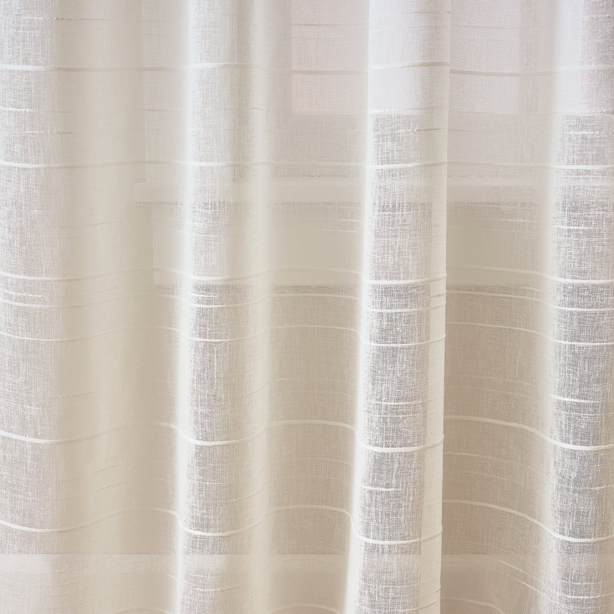 Mainstays Woven Stripe Sheer Indoor Curtain Single Panel, Tab Top, Papyrus Beige, Polyester, 50"W x 84'L, Adult