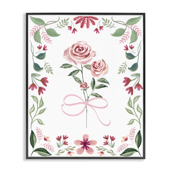 Stupell Industries French Country Delicate Roses Floral Border Black Framed Giclee Art, 11 x 14, by Kristen Brockmon