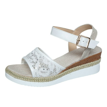 

Xboschi Women s Platform Sandals Womens Sandals Dressy Women s Slope Heel Thick Bottom Round Toe Open Toe Spell Colour One Buckle Strap Women s Large Size Roman Sandals