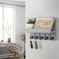 thumbnail image 2 of czcpp-Decorative Key and Mail Holder for Wall - Modern Key Hooks with Shelf and Mail Organizer Wall Mount for Frmhouse House Decor - Stylish Apartment Essentials (Light Gray), 2 of 4