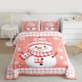 thumbnail image 3 of Feelyou Funny Orange Snowman Bedding Comforter Set for Teens, Christmas Snowflake Print Twin Comforter Sets, Fashion Buffalo Reversible Bedding Set, Lightweight Room Decor, 2pcs, 3 of 9