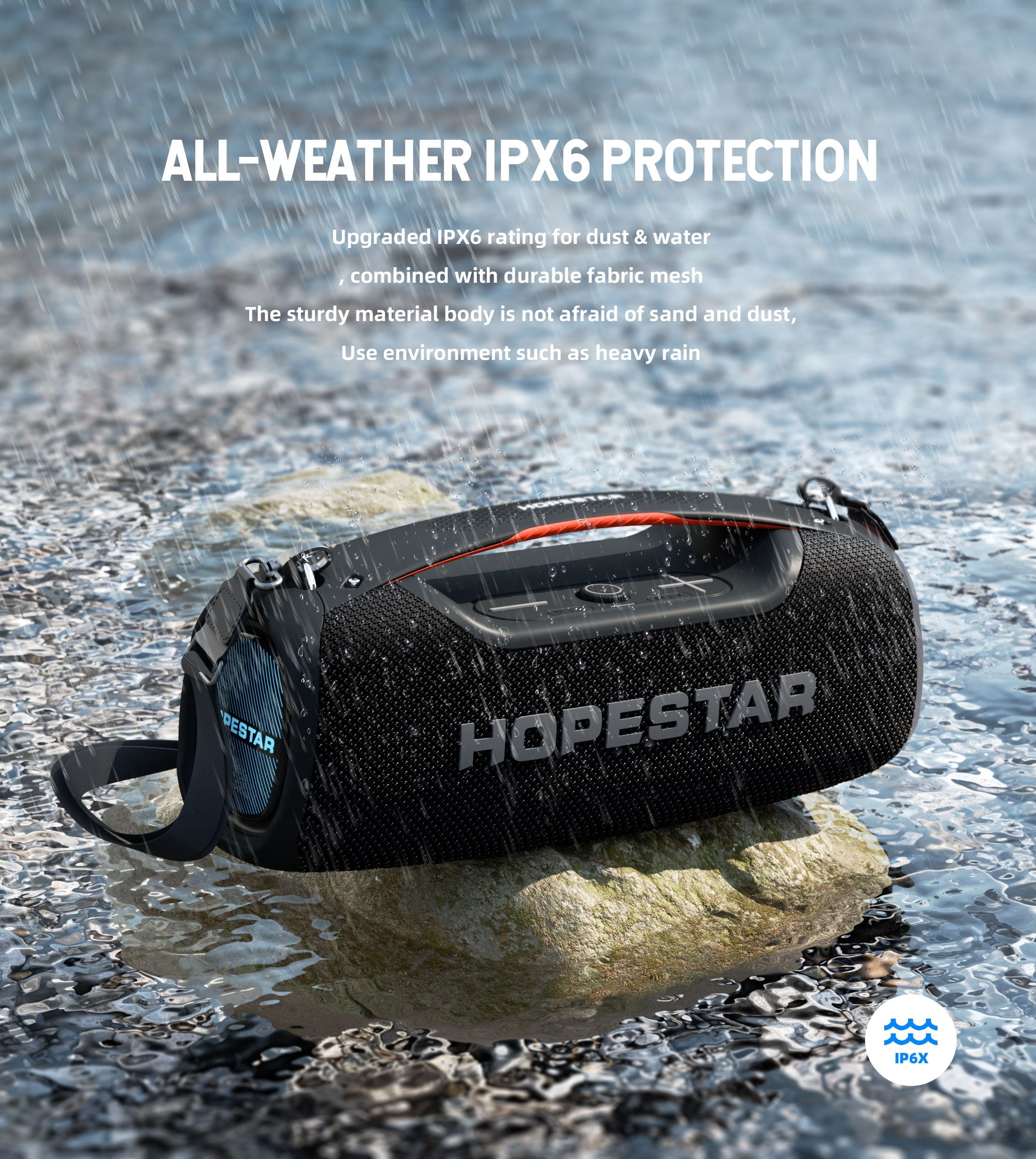 Hopestar 100W Wireless Bluetooth Speaker with Microphone & Carry Handle, Portable, Powerful Sound