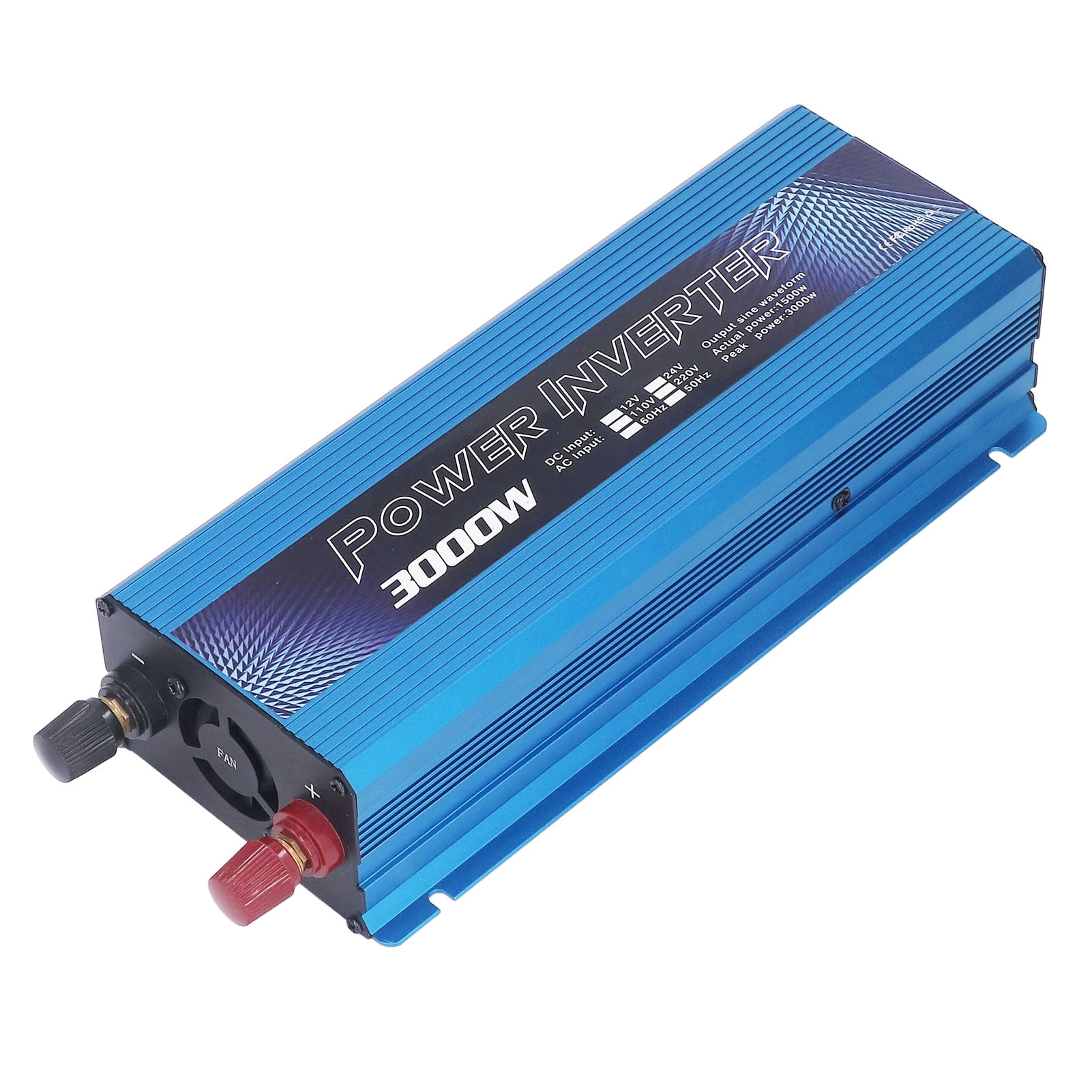 Power Inverters Pure Sine Wave, Car Power Inverter Sine Wave Converter, Wave Converter with USB Port Cooling Fan 3000W DC 12V To AC(110V-Blue)