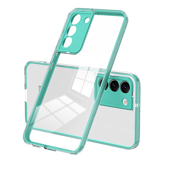 SaniMore for Samsung Galaxy S22 Case Slim Transparent [Not Yellowing Technology], Rugged PC & TPU Bumpers Built-in Detachable Lens Protector Shockproof Protective Cover, Green